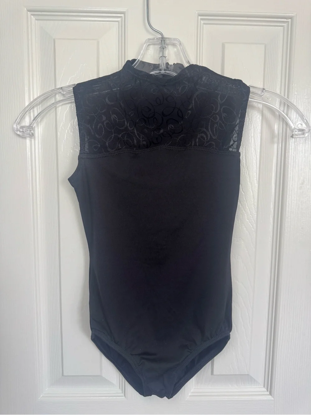 Motionwear Black Lace-Accent Sleeveless Leotard